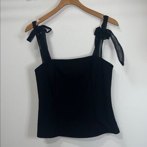 SHEIN Black Camisole with Sheer Bow Straps